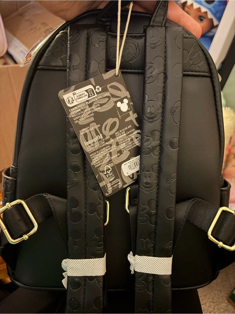 Loungefly Black Backpack with Red Front Pocket and Yellow Trim
